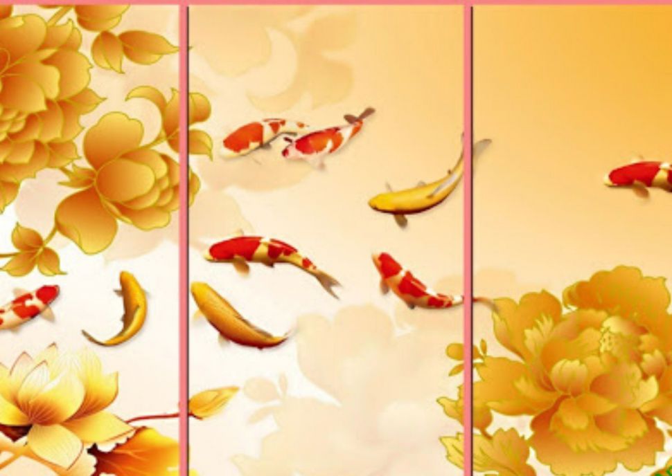 Tranh 3d hoa sen và cá SC 02